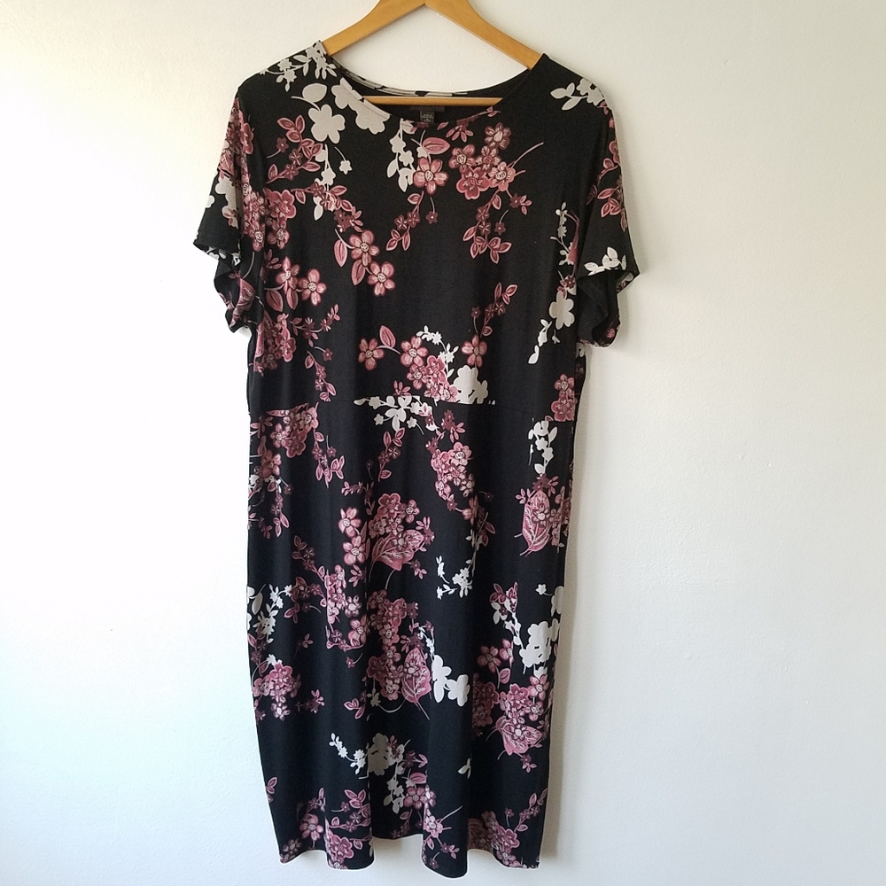 J.Jill Wearever Collection Floral Crew-Neck Pull-over Shift Dress Size XL